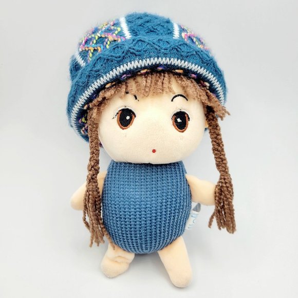 Lissi Puppe Kawaii Girl Soft Plush Anime Doll Knit Beanie Waffle Knit 10" - Picture 1 of 8